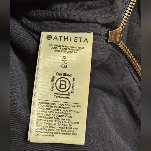 Athleta  Retroplush Quilted Crewneck Navy Blue  Sweatshirt. XL   V-GRK - Picture 8 of 11